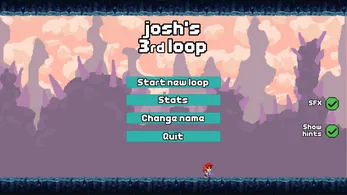 Nth Loop's title screen, named for the player: Josh's 3rd loop.